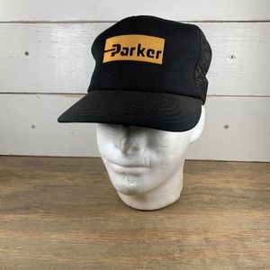 Vtg 80s Mesh Parker SnapBack Trucker Hat Cap USA Advertising
